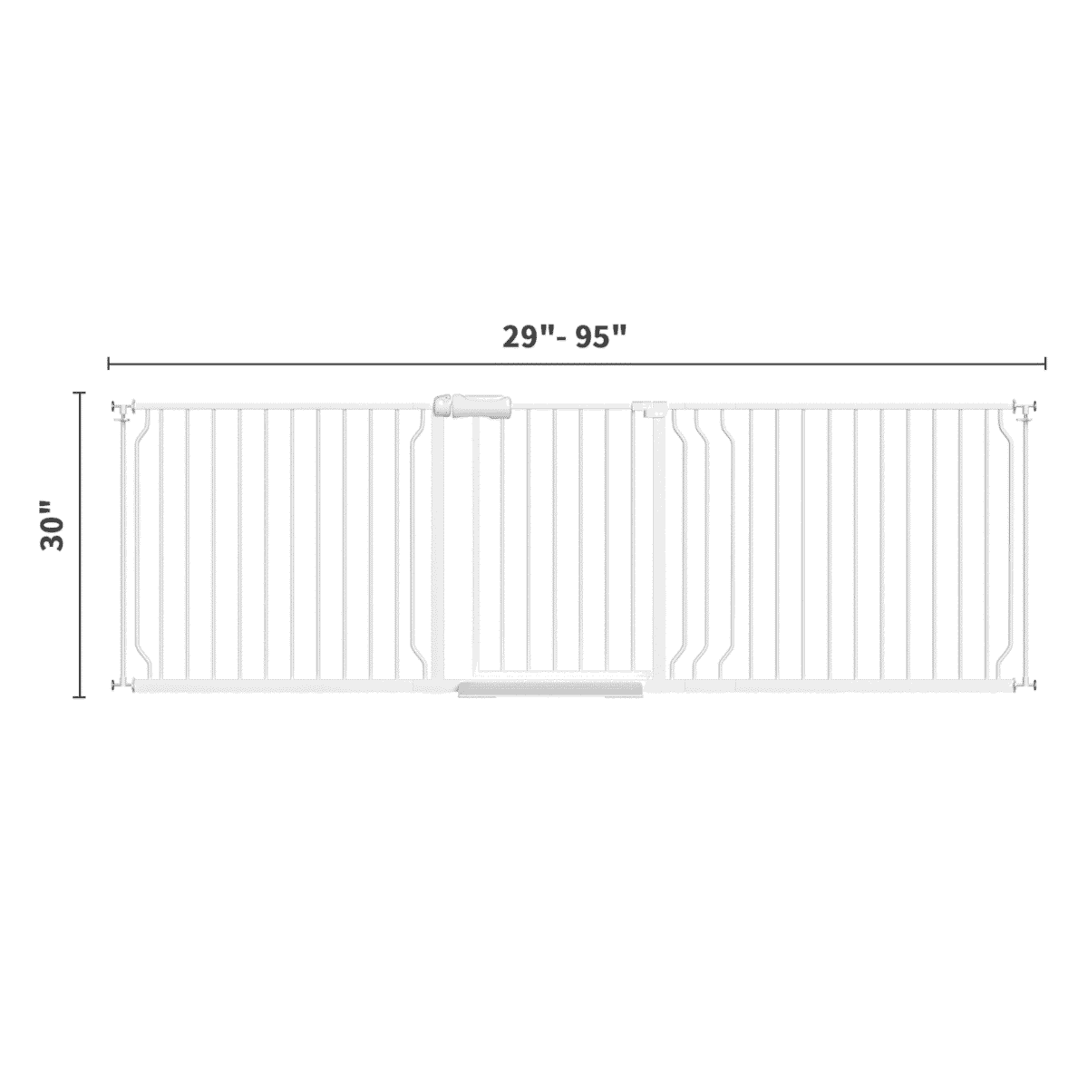 Fairy Baby 84.9-94.9" Extra Wide Baby Safety Gate Walk Thru White Metal Gate