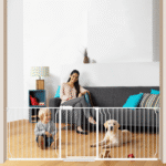 Fairy Baby 84.9-94.9" Extra Wide Baby Safety Gate Walk Thru White Metal Gate