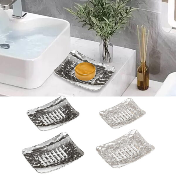 Fancyes Soap Dish Set Bathroom Soap Dishes Minimalist Case Keeps Soap Dry Luxury Soap Drainage Tray Soap Holder for Countertop Toilet 2x Large 2x Small