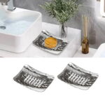 Fancyes Soap Dish Set Bathroom Soap Dishes Minimalist Case Keeps Soap Dry Luxury Soap Drainage Tray Soap Holder for Countertop Toilet 2x Large