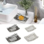 Fancyes Soap Dish Set Bathroom Soap Dishes Minimalist Case Keeps Soap Dry Luxury Soap Drainage Tray Soap Holder for Countertop Toilet 2x Large 2x Small