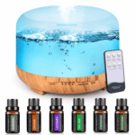 Fimilo 500ml Aroma Diffuser with 6*10ml Essential Oil with Remote Control for Large Room Home Office Car, Aromatherapy Fragrant Oil Air Humidifier Vaporizer for Gift