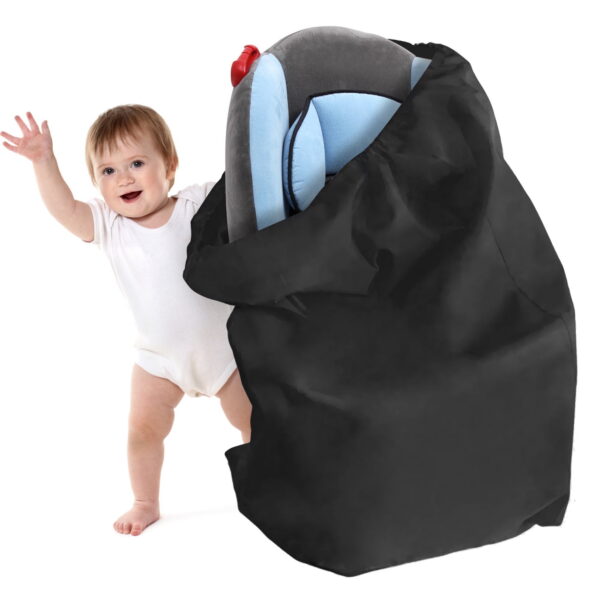 Fixdono Car Seat Travel Bag for Airplane, Easy Carry Durable Gate Check Bag, Carseat Cover for Air Travel, Black 1 Pack