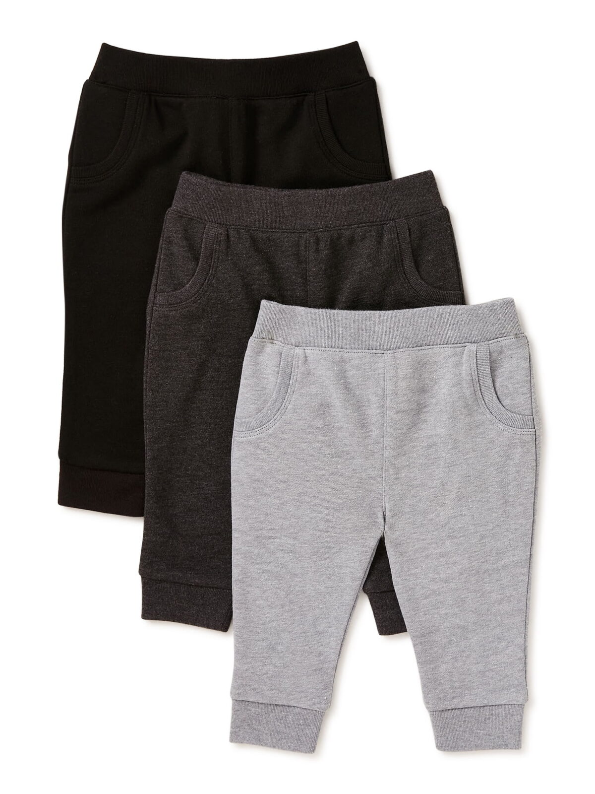 Garanimals Baby Boy Basic Terry Jogger Pants, 3-Pack, Sizes 0/3M-24M