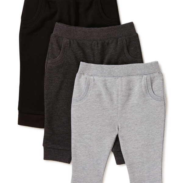 Garanimals Baby Boy Basic Terry Jogger Pants, 3-Pack, Sizes 0/3M-24M