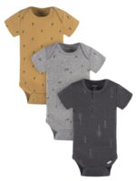 Gerber Baby Boy Casual Cotton Short Sleeve Bodysuits, 3-Pack, Sizes Preemie - 12 Months