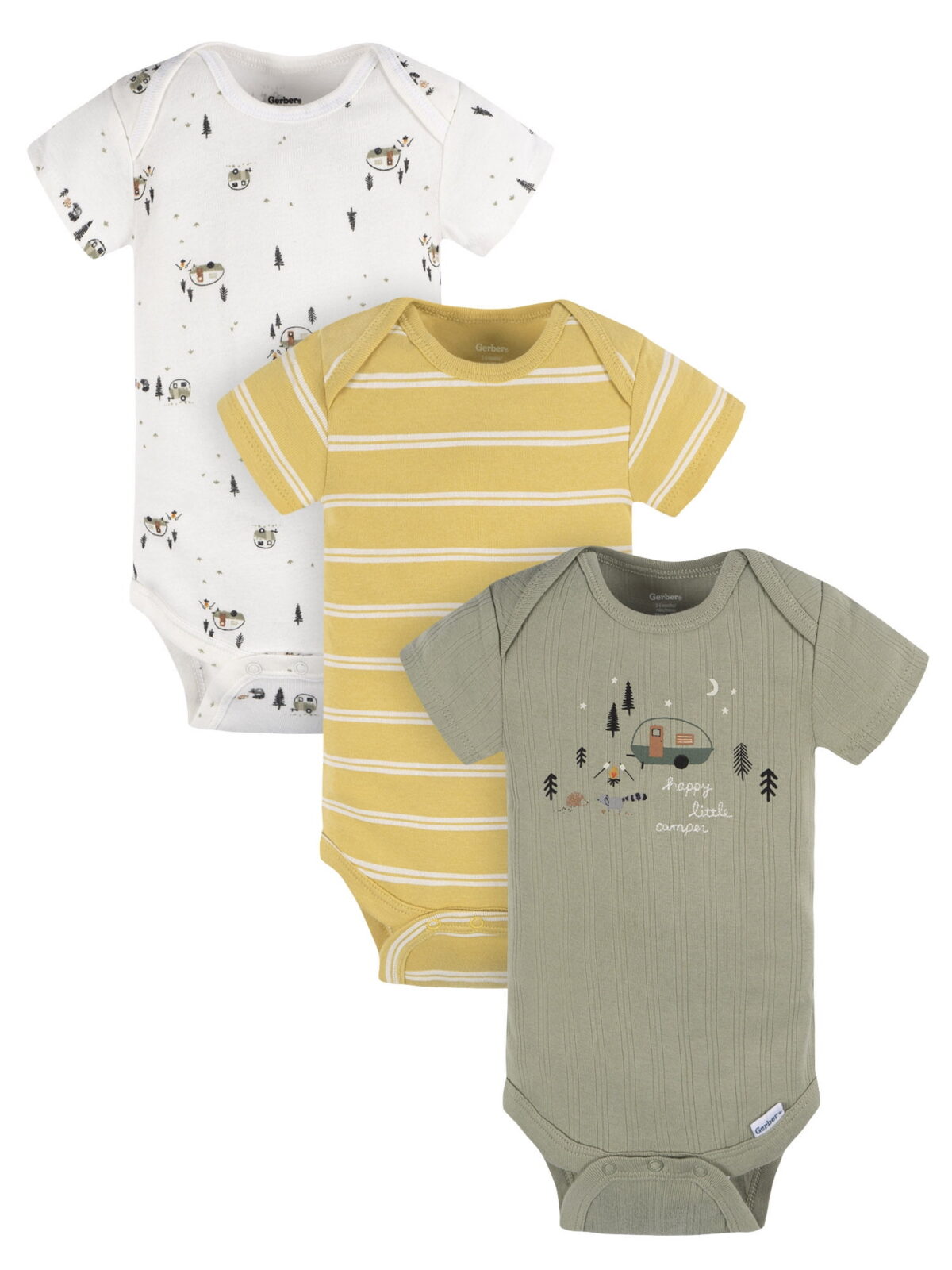 Gerber Baby Boy Casual Short Sleeve Bodysuits, 3-Pack, Sizes Preemie - 12 Months