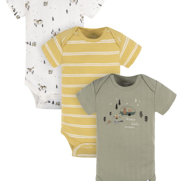 Gerber Baby Boy Casual Short Sleeve Bodysuits, 3-Pack, Sizes Preemie - 12 Months