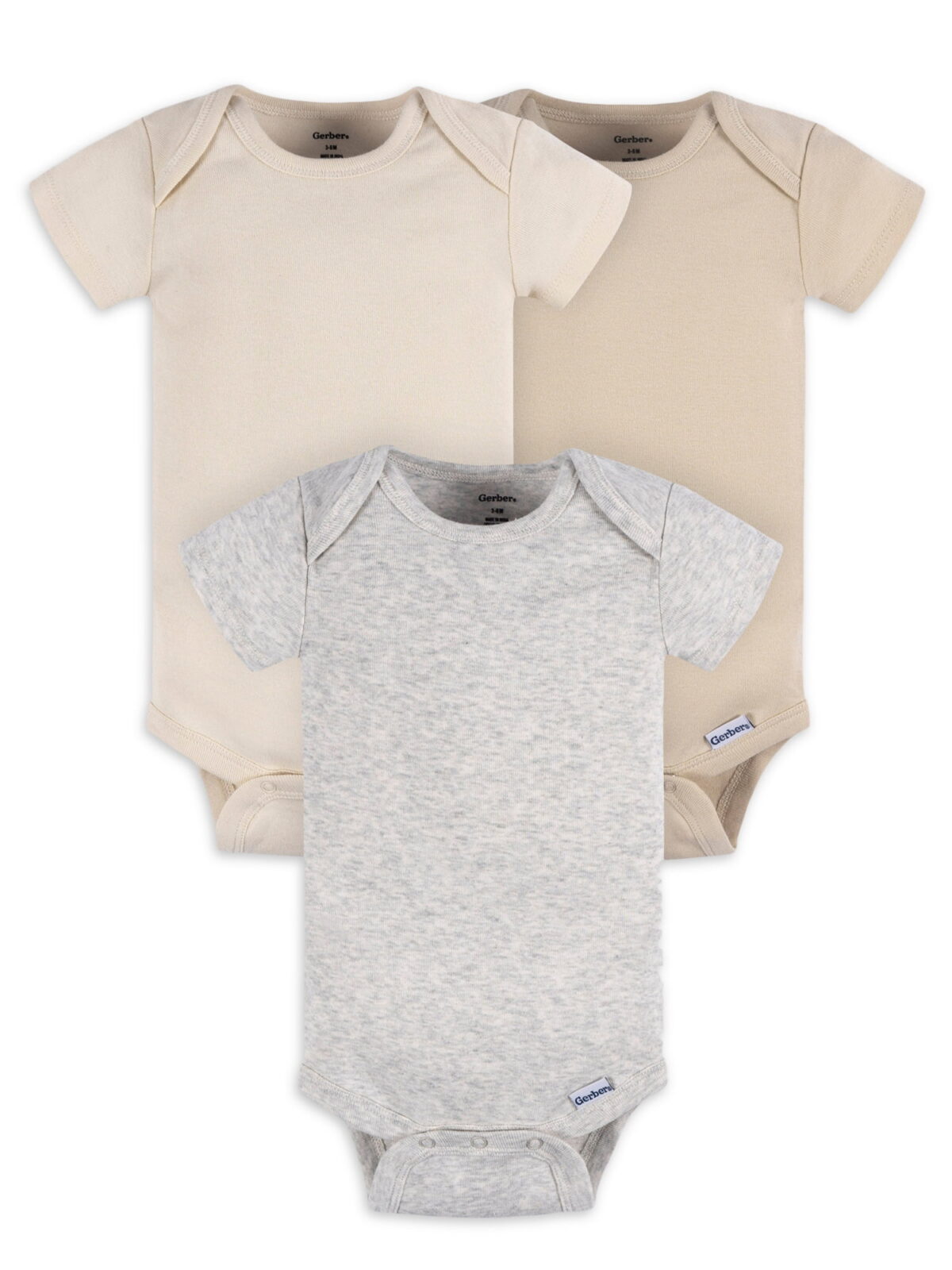 Gerber Baby Boy or Girl Unisex Short Sleeve Bodysuits, 3-Pack, Sizes Preemie - 24 Months