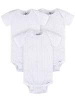 Gerber Baby Neutral 3-Pack White Short Sleeve Bodysuits, Sizes Preemie - 24 Months