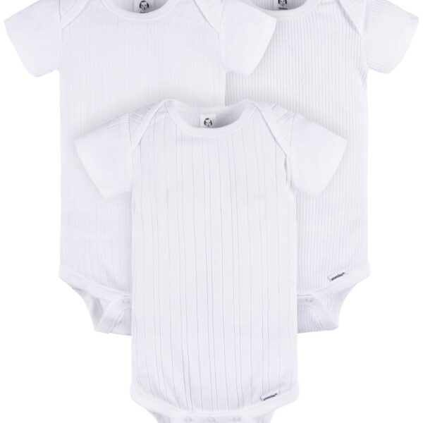 Gerber Baby Neutral 3-Pack White Short Sleeve Bodysuits, Sizes Preemie - 24 Months