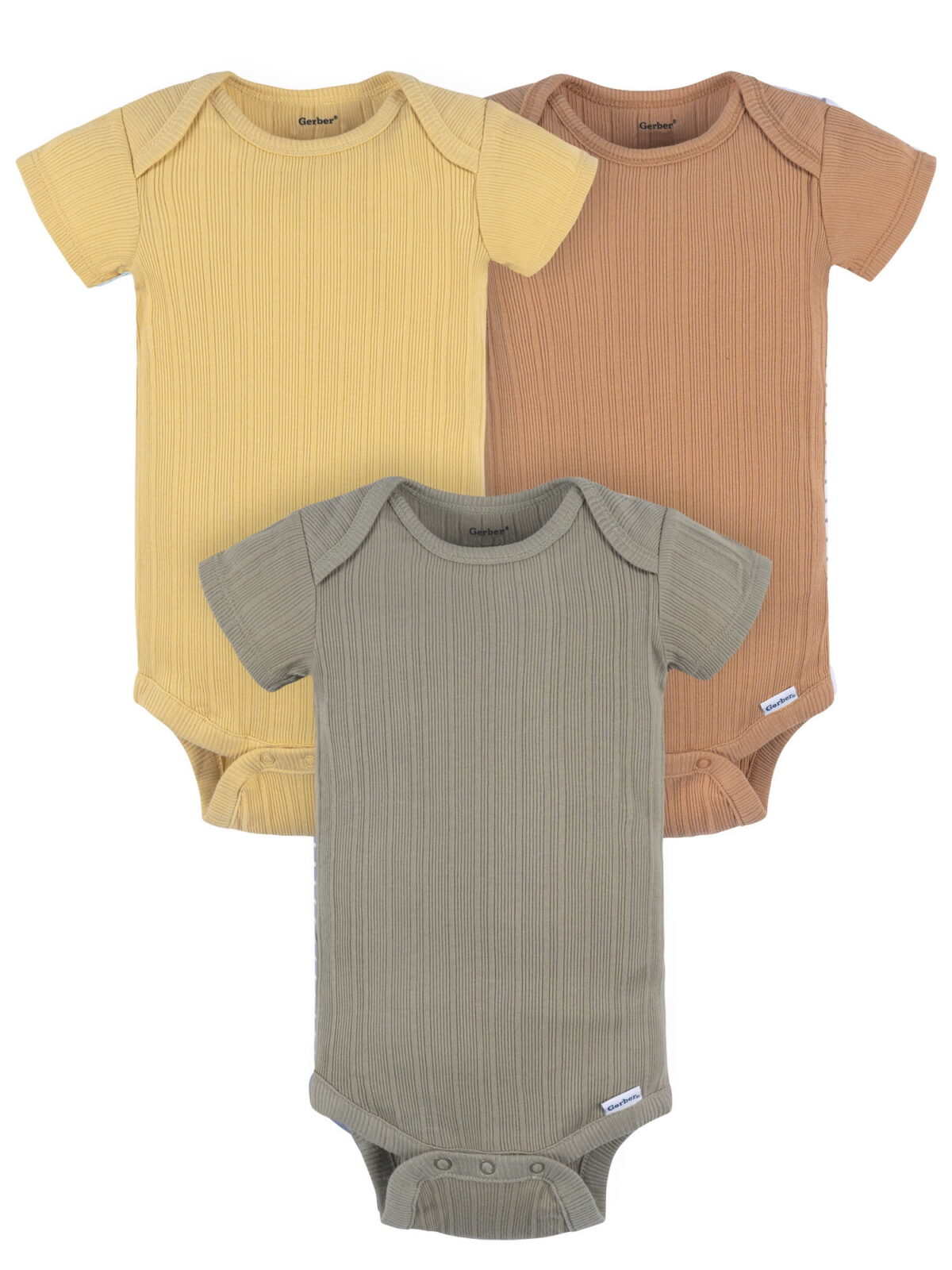 Gerber Baby Neutral Short Sleeve Bodysuits, 3-Pack, Sizes Newborn - 24 Months