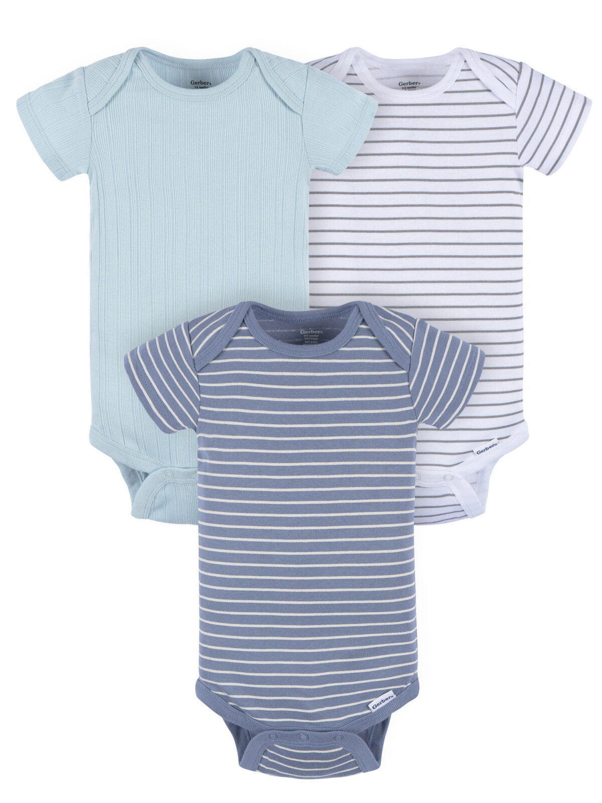 Gerber Baby Neutral Short Sleeve Bodysuits, 3-Pack, Sizes Newborn - 24 Months