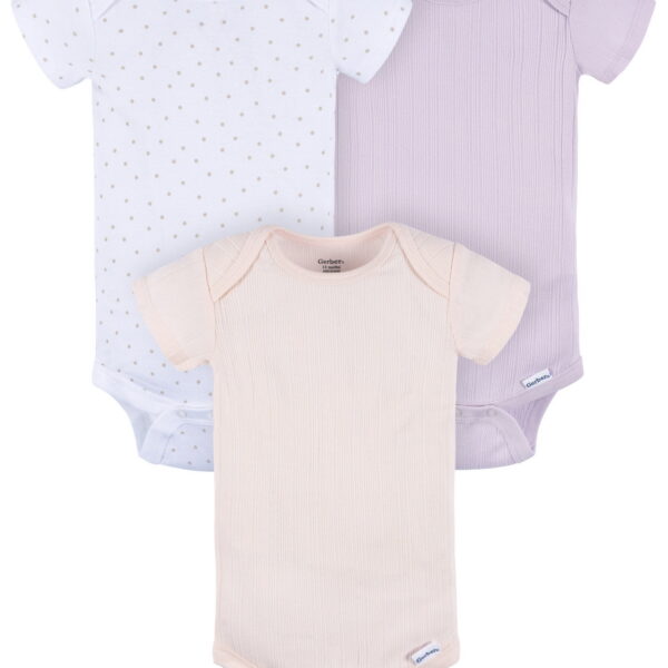 Gerber Baby Neutral Short Sleeve Bodysuits, 3-Pack, Sizes Newborn - 24 Months