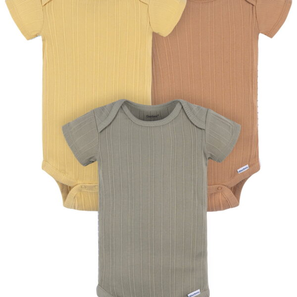 Gerber Baby Neutral Short Sleeve Bodysuits, 3-Pack, Sizes Newborn - 24 Months