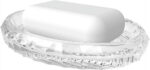 Glass Soap Dish, Glass Soap Sponge Dish Holder Case Soap Tray for Kitchen & Bath, Clear Shower Soap Holder Accessories for Bathroom (Ellipse)