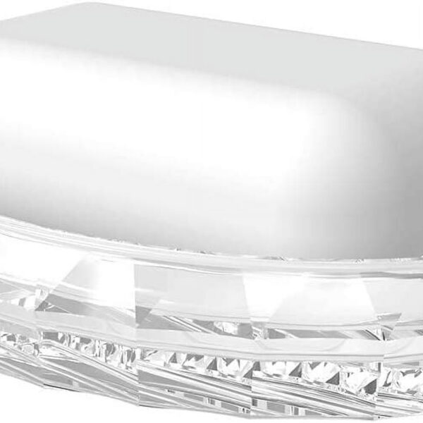 Glass Soap Dish, Glass Soap Sponge Dish Holder Case Soap Tray for Kitchen & Bath, Clear Shower Soap Holder Accessories for Bathroom (Ellipse)