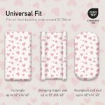 Gllquen Baby Bassinet Sheets Set 4 Pack, for Newborn Baby Girls 32"X16", Pink Heart