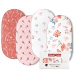 Gllquen Baby Bassinet Sheets Set 4 Pack, for Newborn Baby Girls 32"X16", Pink Heart