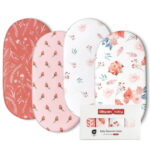 Gllquen Baby Fitted Bassinet Sheets Set 4 Pack for Newborn Baby Girls 32 in x 16 in, Red Floral
