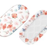 Gllquen Baby Fitted Bassinet Sheets Set 4 Pack for Newborn Baby Girls 32 in x 16 in, Red Floral