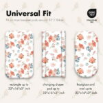 Gllquen Baby Fitted Bassinet Sheets Set 4 Pack for Newborn Baby Girls 32 in x 16 in, Red Floral