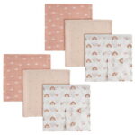 Gllquen Baby Muslin Organic Cotton Swaddle Blankets 6-Pack for Newborn Infant Girls and Boys, Sun and Moon