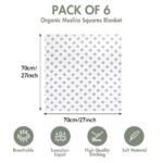 Gllquen Baby Muslin Organic Cotton Swaddle Blankets 6-Pack for Newborn Infant Boys Girls 27 x 27", Grey Star