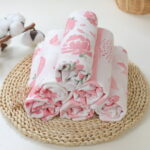 Gllquen Baby Muslin Swaddle 6-Pack Swaddle Wrap Receiving Breathable Cotton Blankets for Newborn Infant Girls 27x27", Pink Floral