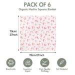 Gllquen Baby Muslin Swaddle 6-Pack Swaddle Wrap Receiving Breathable Cotton Blankets for Newborn Infant Girls 27x27", Pink Floral