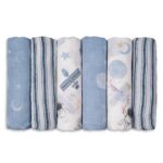 Gllquen Baby Muslin Swaddle Blankets 6-Pack Cotton Wrap for Newborn Infant Boys Girls, 27 X 27", Astronaut