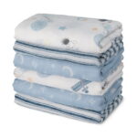 Gllquen Baby Muslin Swaddle Blankets 6-Pack Cotton Wrap for Newborn Infant Boys Girls, 27 X 27", Astronaut