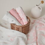 Gllquen Baby Muslin Swaddle Blankets 6-Pack Organic Cotton Blankets for Newborn Infant Girls Boys, 28 X 28", Rosebud