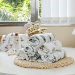 Gllquen Baby Muslin Swaddle Blankets 6-Pack, Soft Receiving Swaddles, Breathable Unisex for Newborns Infant Boys and Girls, 27 X 27", Elephant and Giraffe