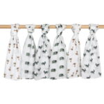 Gllquen Baby Muslin Swaddle Blankets 6-Pack, Soft Receiving Swaddles, Breathable Unisex for Newborns Infant Boys and Girls, 27 X 27", Elephant and Giraffe