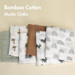 Gllquen Baby Muslin Swaddle Blankets 6-Pack, Soft Receiving Swaddles, Breathable Unisex for Newborns Infant Boys and Girls, 27 X 27", Elephant and Giraffe