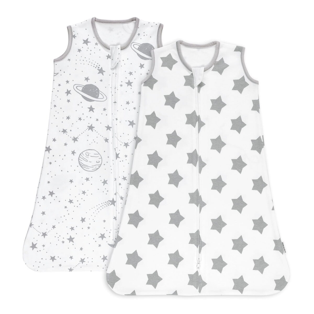 Gllquen Baby Sleep Sack Organic Cotton Wearable Blanket for infants Boys Girls, Toddler Sleep Bag with 2-Way Zipper, Grey Planet and Star, Large (12-18 Month)