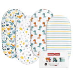 Gllquen Baby Ultra Soft Breathable Fitted Bassinet Sheets 4 Pack for Newborn Infant Boys , Jurassic