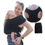 Gllquen Baby Wrap Carrier Organic Cotton Adjustable Slings ,for Newborn,Infant,Toddlers 35 lbs,Black