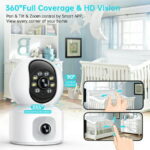 GPED Baby Monitor with Dual Cameras, 3K HD WiFi Security Camera W/ 360° PTZ & Fixed Camera,, Motion Tracking & Full-Color Night Vision for Baby Monitor/Pet Camera, 2-Way Audio...