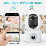 GPED Baby Monitor with Dual Cameras, 3K HD WiFi Security Camera W/ 360° PTZ & Fixed Camera,, Motion Tracking & Full-Color Night Vision for Baby Monitor/Pet Camera, 2-Way Audio...