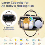 GPED Diaper Bag Backpack, Multifunctional Baby Changing Bag with Insulated Milk Bottle Pocket & Stroller Strap, Large Capacity Travel Backpack with USB Charging Port, Baby Bags...