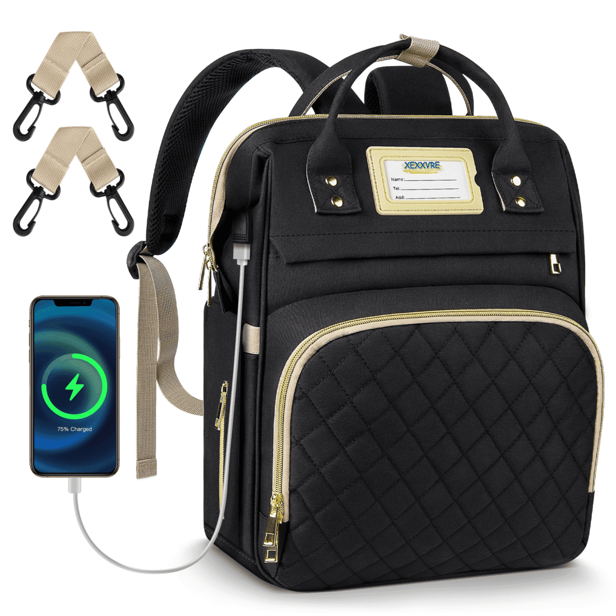 GPED Diaper Bag Backpack, Multifunctional Baby Changing Bag with Insulated Milk Bottle Pocket & Stroller Strap, Large Capacity Travel Backpack with USB Charging Port, Baby Bags...