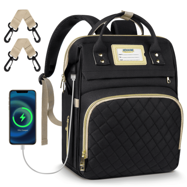 GPED Diaper Bag Backpack, Multifunctional Baby Changing Bag with Insulated Milk Bottle Pocket & Stroller Strap, Large Capacity Travel Backpack with USB Charging Port, Baby Bags...