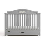 Graco Story 5-in-1 Convertible Baby Crib with Drawer and Reversible Headboard, Pebble Gray