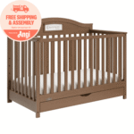 Graco Story 5-in-1 Convertible Baby Crib with Drawer and Reversible Headboard, Hazelnut