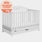 Graco Story 5-in-1 Convertible Baby Crib with Drawer and Reversible Headboard, White