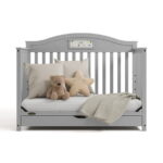 Graco Story 5-in-1 Convertible Baby Crib with Drawer and Reversible Headboard, Pebble Gray