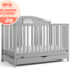 Graco Story 5-in-1 Convertible Baby Crib with Drawer and Reversible Headboard, Pebble Gray