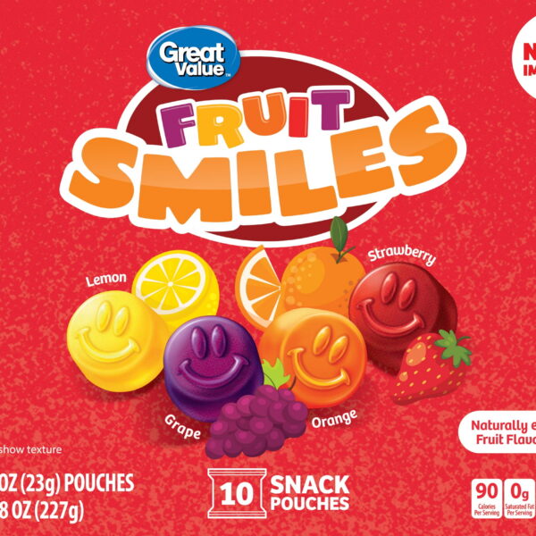Great Value Fruit Smiles Snack, Original Flavor, 10 Count